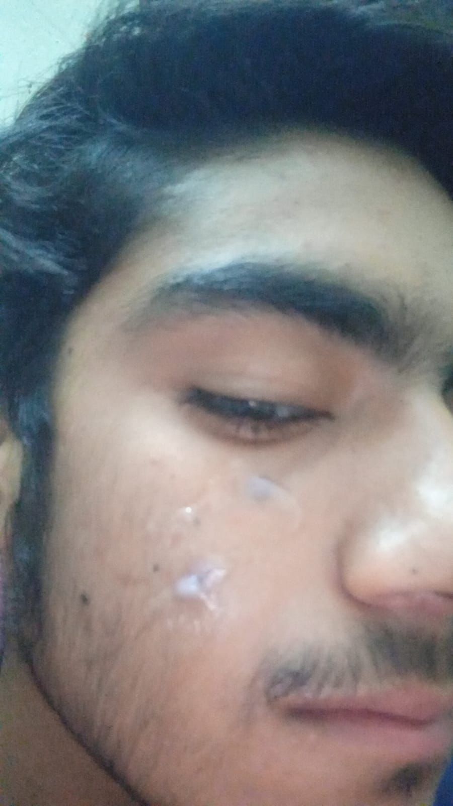 Cream applied on face
