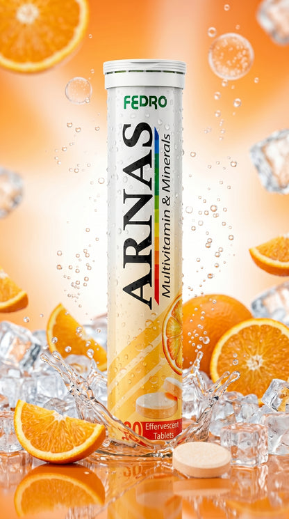ARNAS Multivitamin & Minerals Effervescent Tablets – Orange Flavour