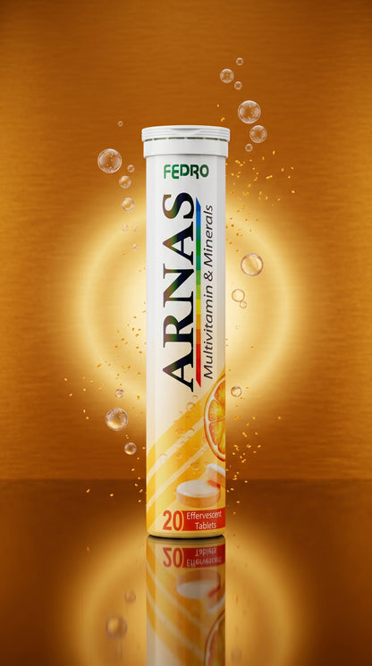 ARNAS Multivitamin & Minerals Effervescent Tablets – Orange Flavour