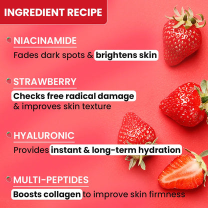 Strawberry-Niacinamide Moisturizer Brightening Daily Face Cream for Hydrating Youthful-Looking Skin with Smooth Glowing Effect