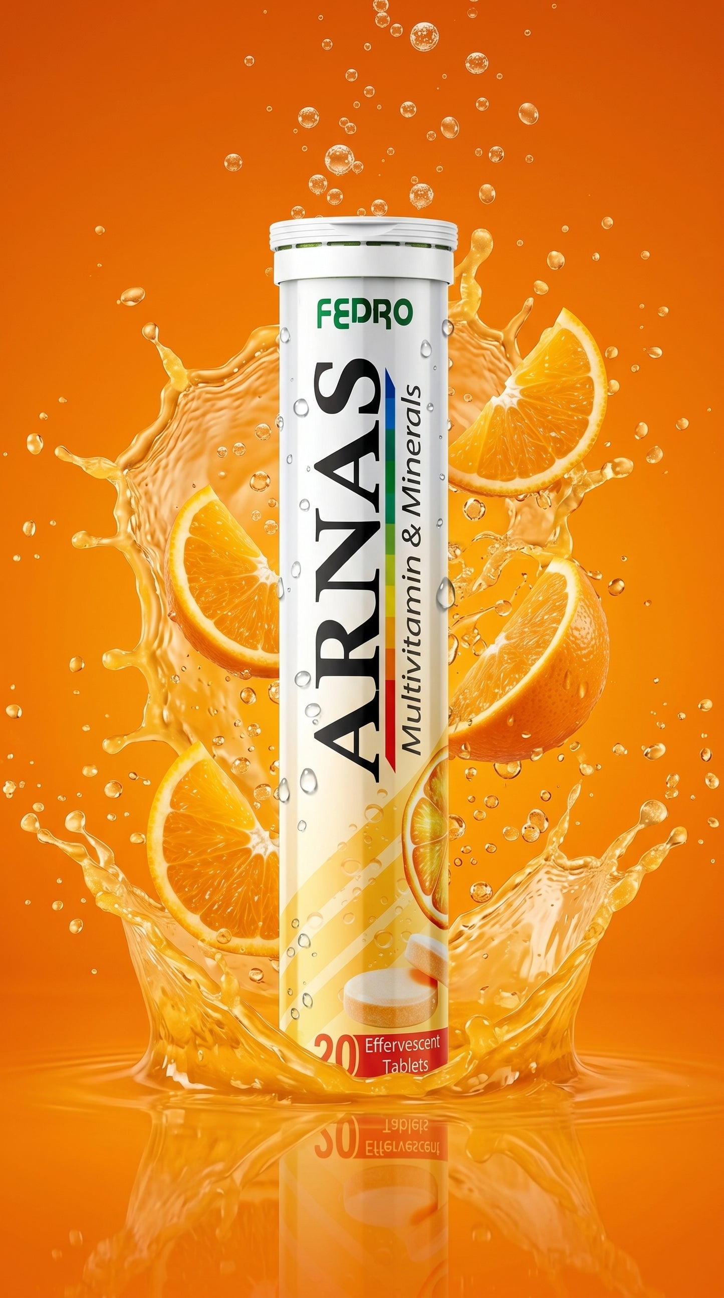 ARNAS Multivitamin & Minerals Effervescent Tablets – Orange Flavour