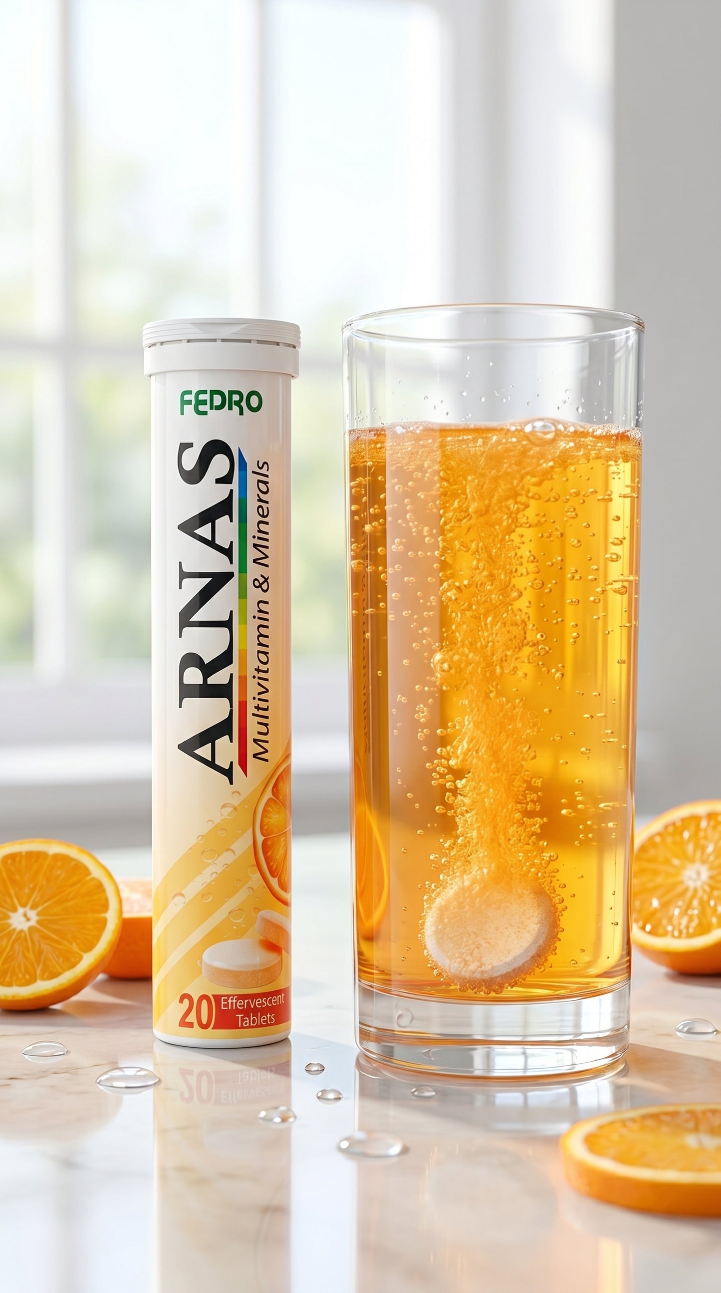 ARNAS Multivitamin & Minerals Effervescent Tablets – Orange Flavour