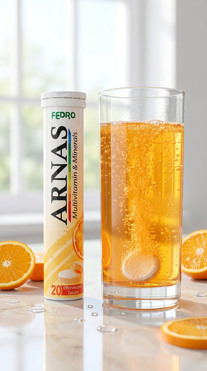 ARNAS Multivitamin & Minerals Effervescent Tablets – Orange Flavour