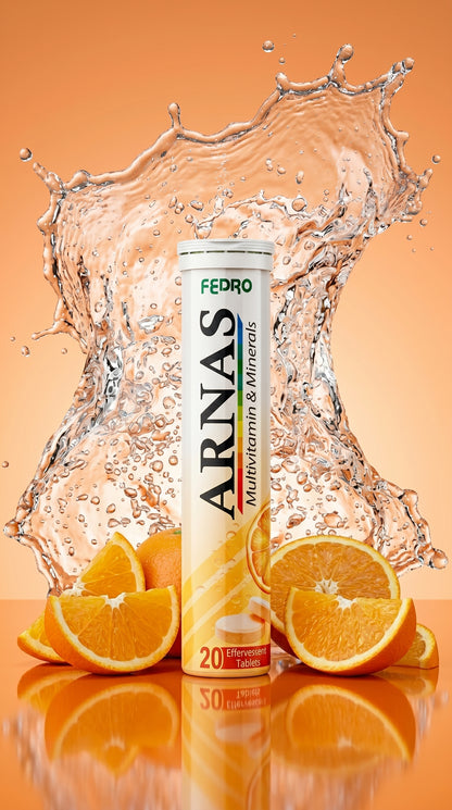 ARNAS Multivitamin & Minerals Effervescent Tablets – Orange Flavour