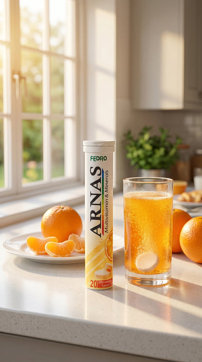 ARNAS Multivitamin & Minerals Effervescent Tablets – Orange Flavour