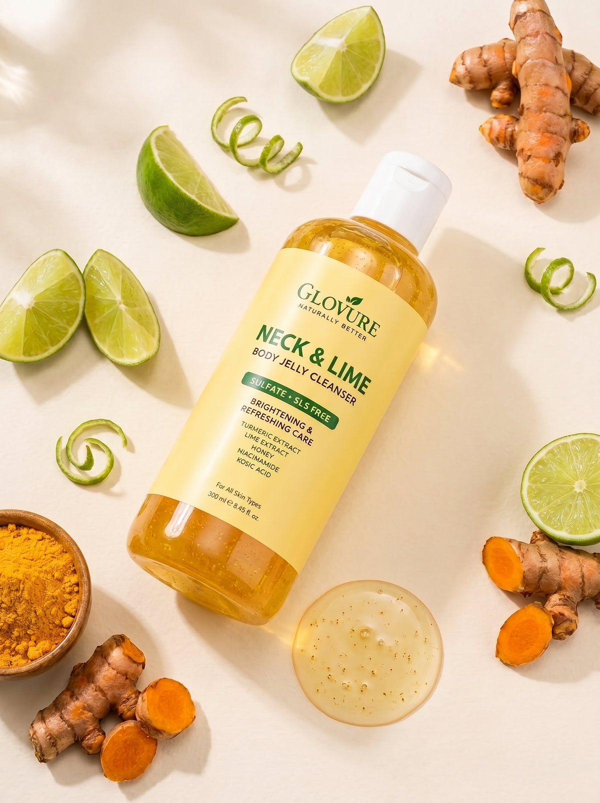 Neck & Lime Body Jelly Cleanser with turmeric root and lime