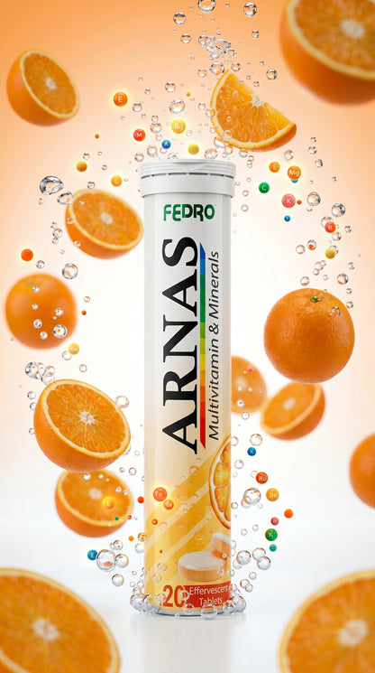 ARNAS Multivitamin & Minerals Effervescent Tablets – Orange Flavour