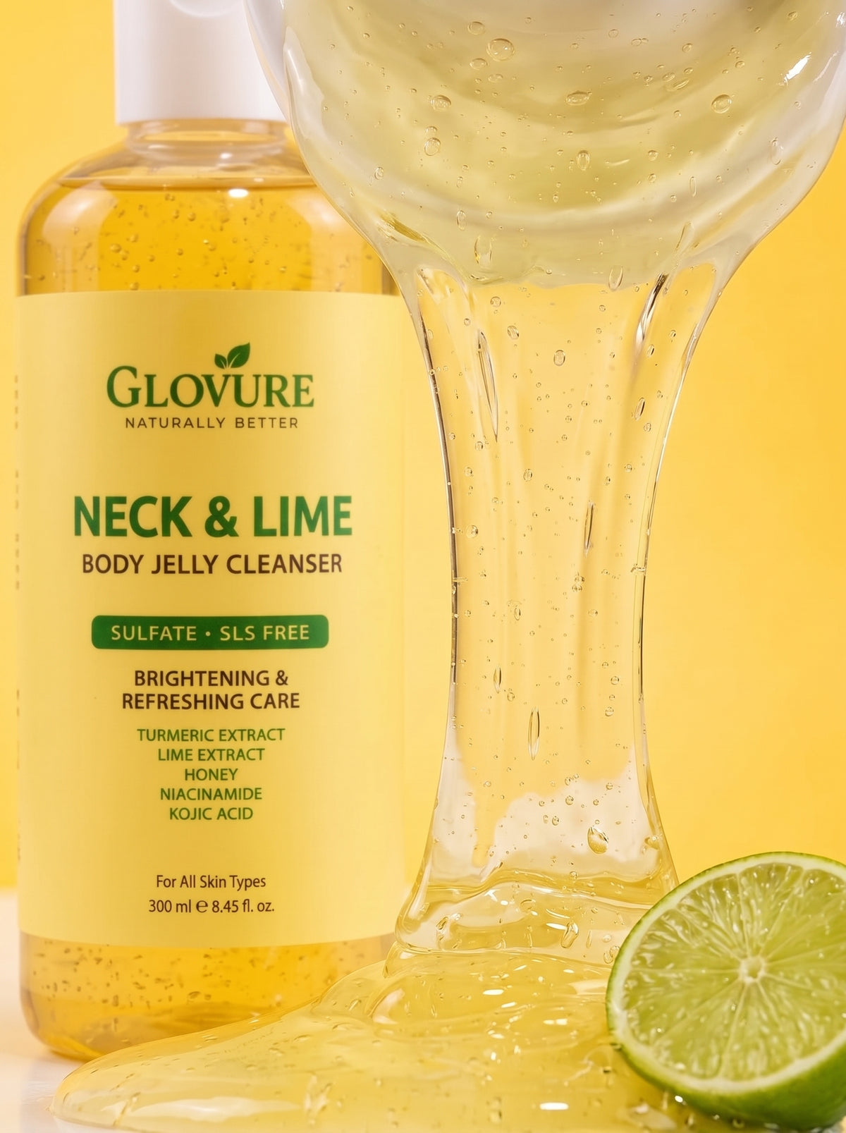 Neck & Lime jelly texture pouring — sulfate and SLS free formula