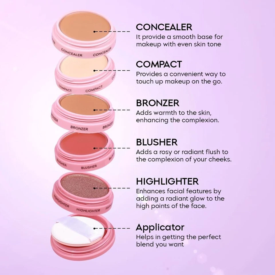 5-in-1 All-in-One Makeup Stack (Concealer, Bronzer, Blush & Compact)